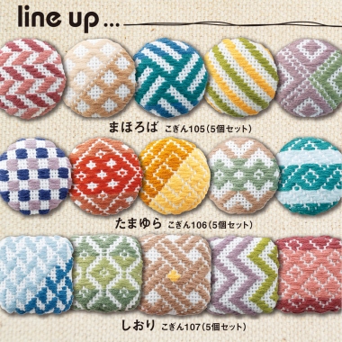 Coverd button with Kogin Stitch.