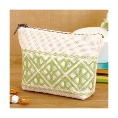 Square shaped pouch Cat footprints (Beige)