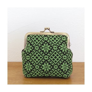 Square shaped Gamaguchi pouch (Black)