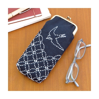 がま口ポーチ つばめと七宝つなぎ