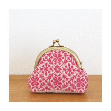 Rounded Gamaguchi pouch (Beige)