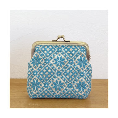 Square shaped Gamaguchi pouch (Beige)