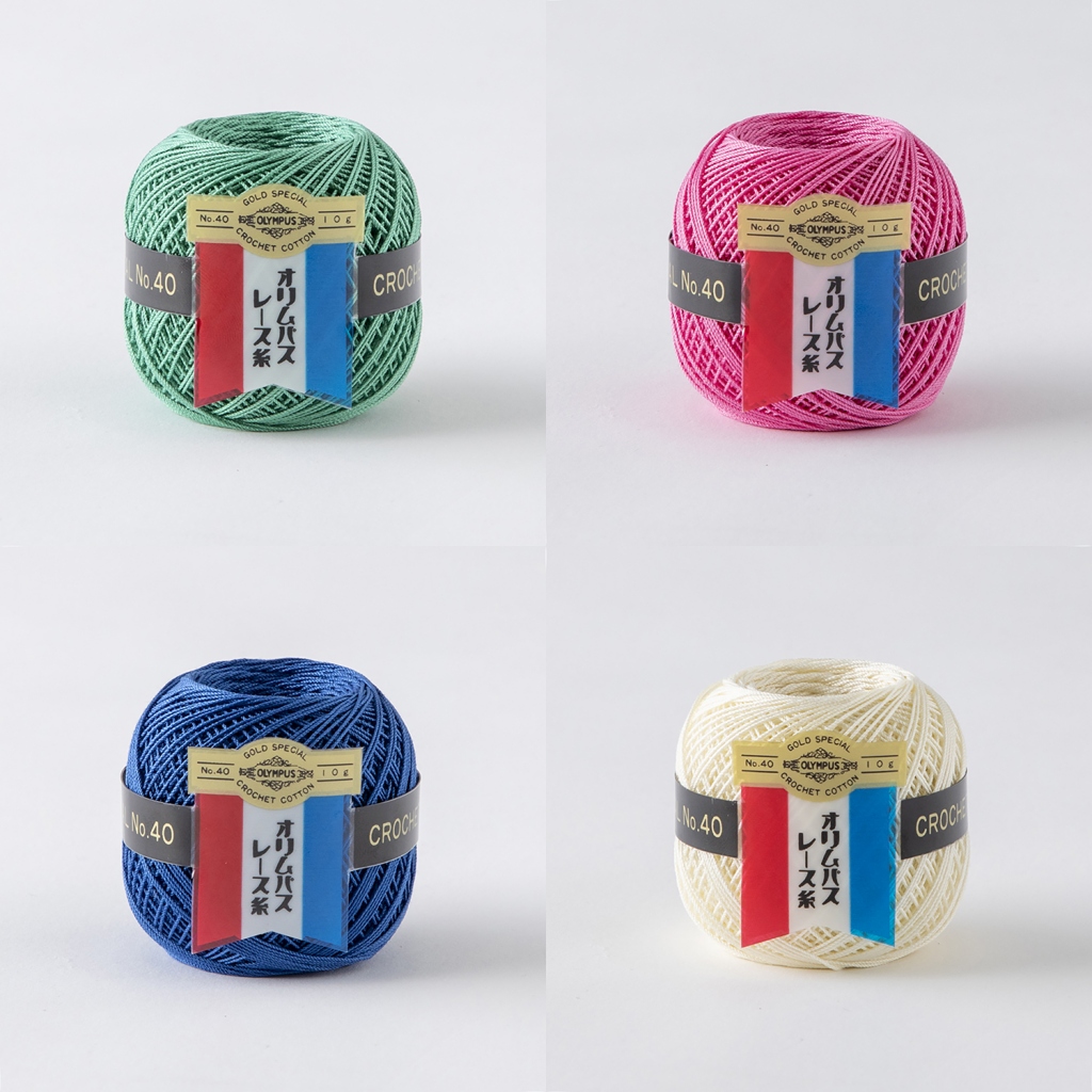 金票40番レース糸10g玉巻　254番色・126番色・307番色・519番色 各１玉使用