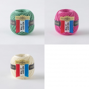 金票40番レース糸10g玉巻　254番色・126番色・519番色 各１玉使用