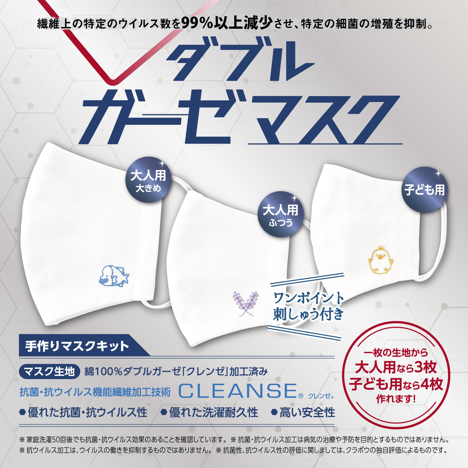 ダブルガーゼマスク | ハンドメイド | 商品紹介 | 手芸のオリムパス